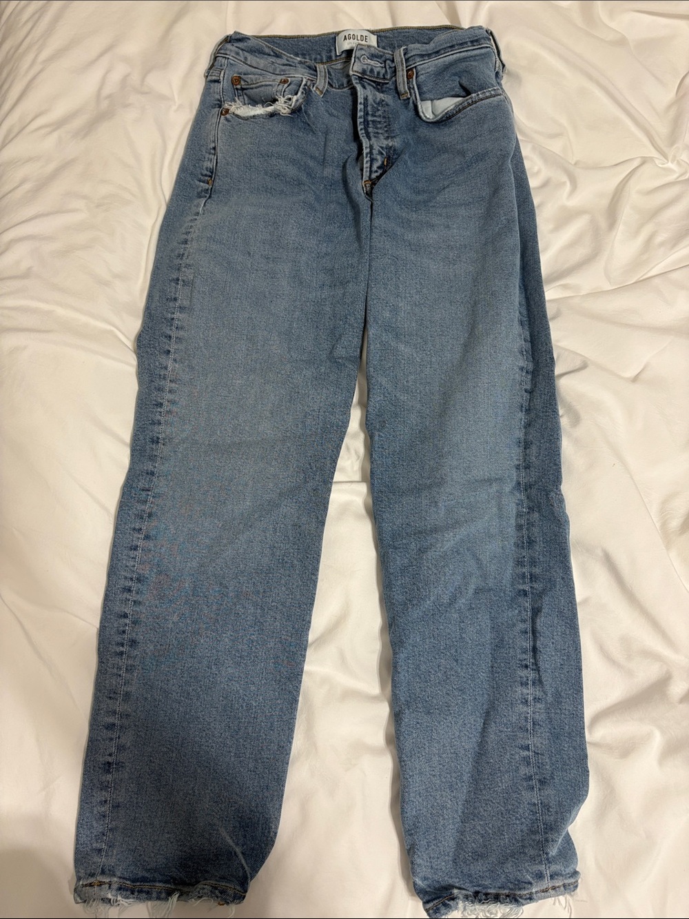 Agolde Light Blue High-Rise Straight-Leg Jeans
